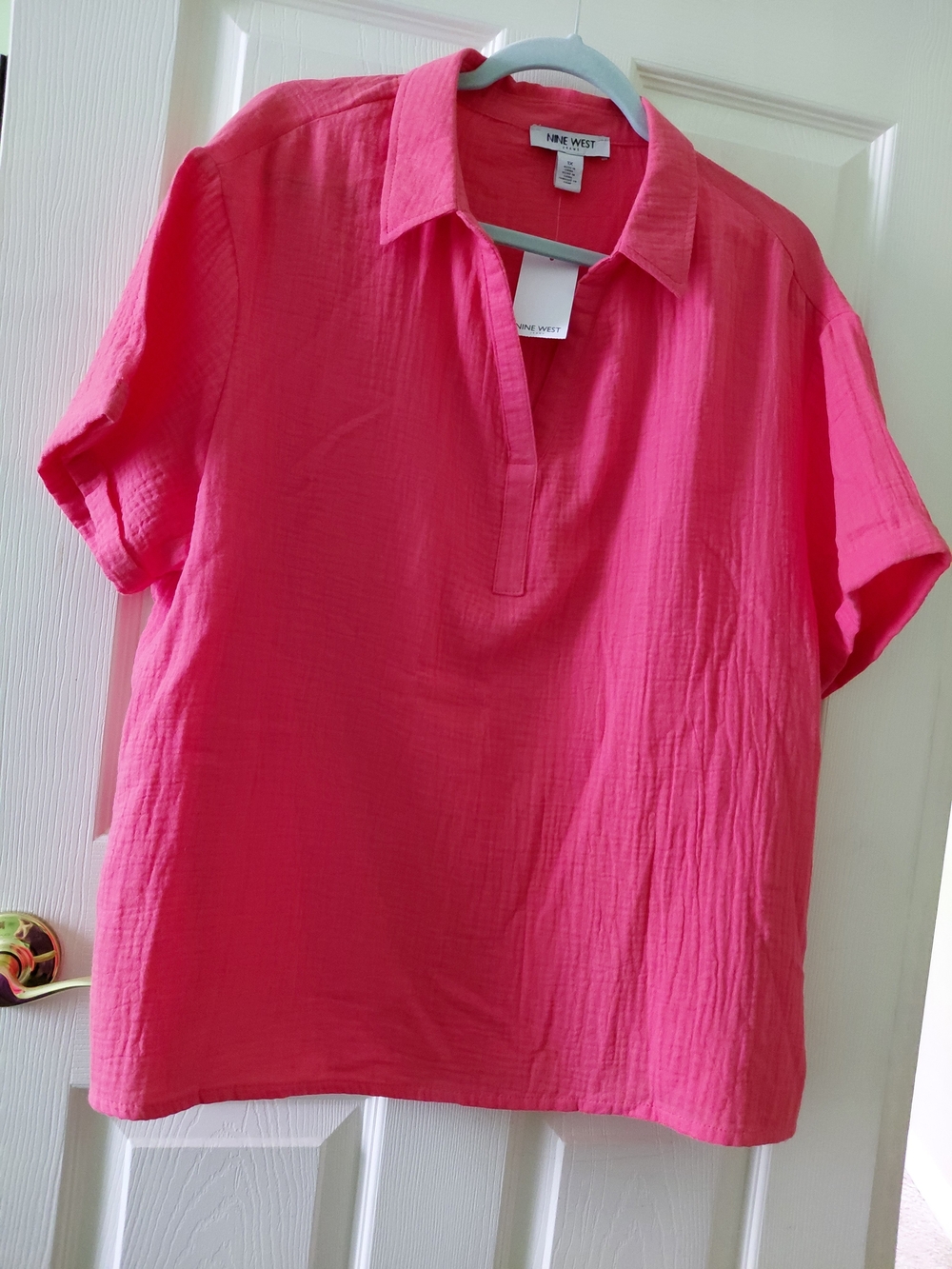 NWT Nine West Pink Short-Sleeve Pullover Tunic Size 2X